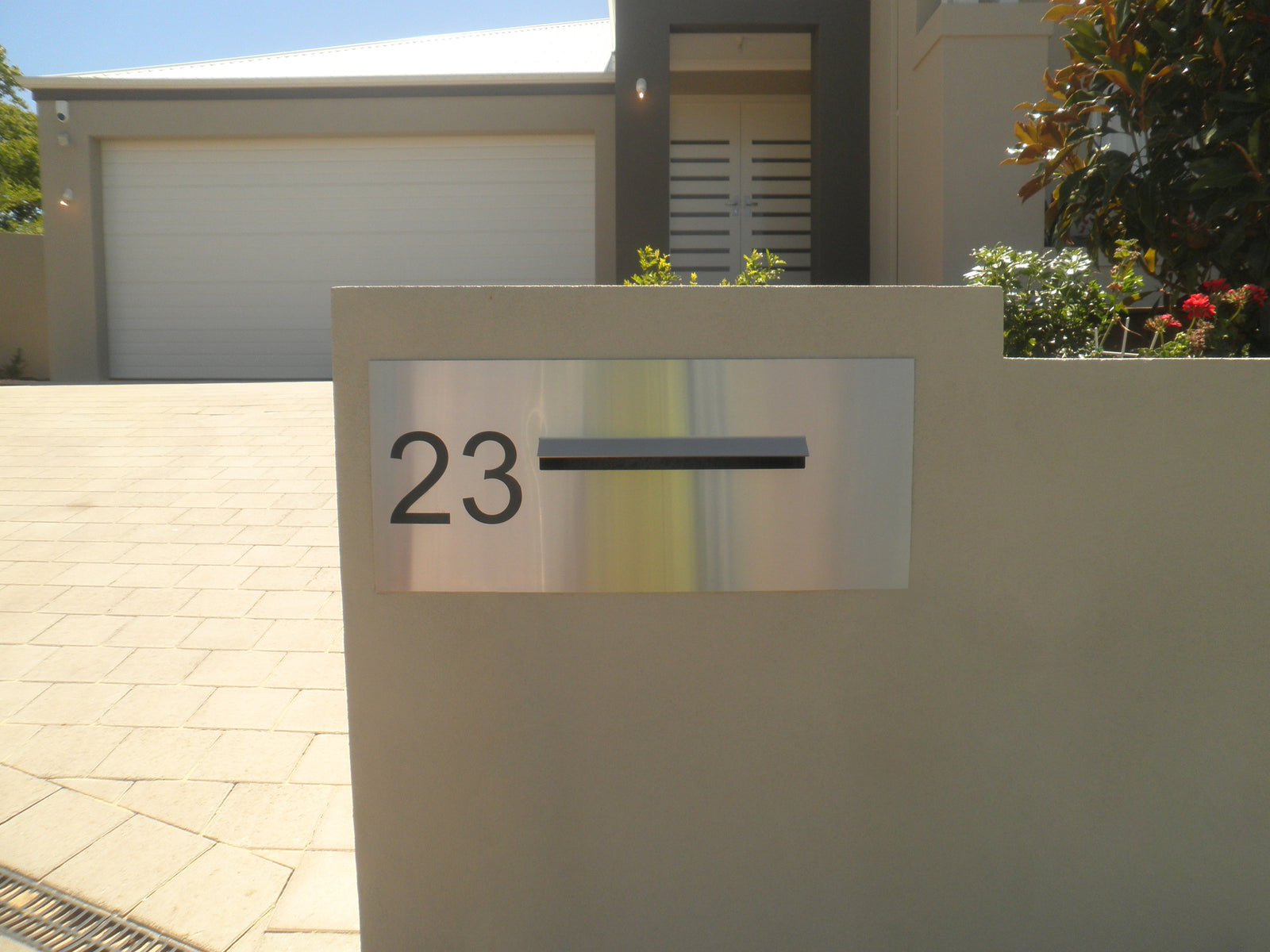 Marine Grade Brushed Stainless Steel Letterbox Faceplate 600 x 300 (Laser Etched) - 340 Slot
