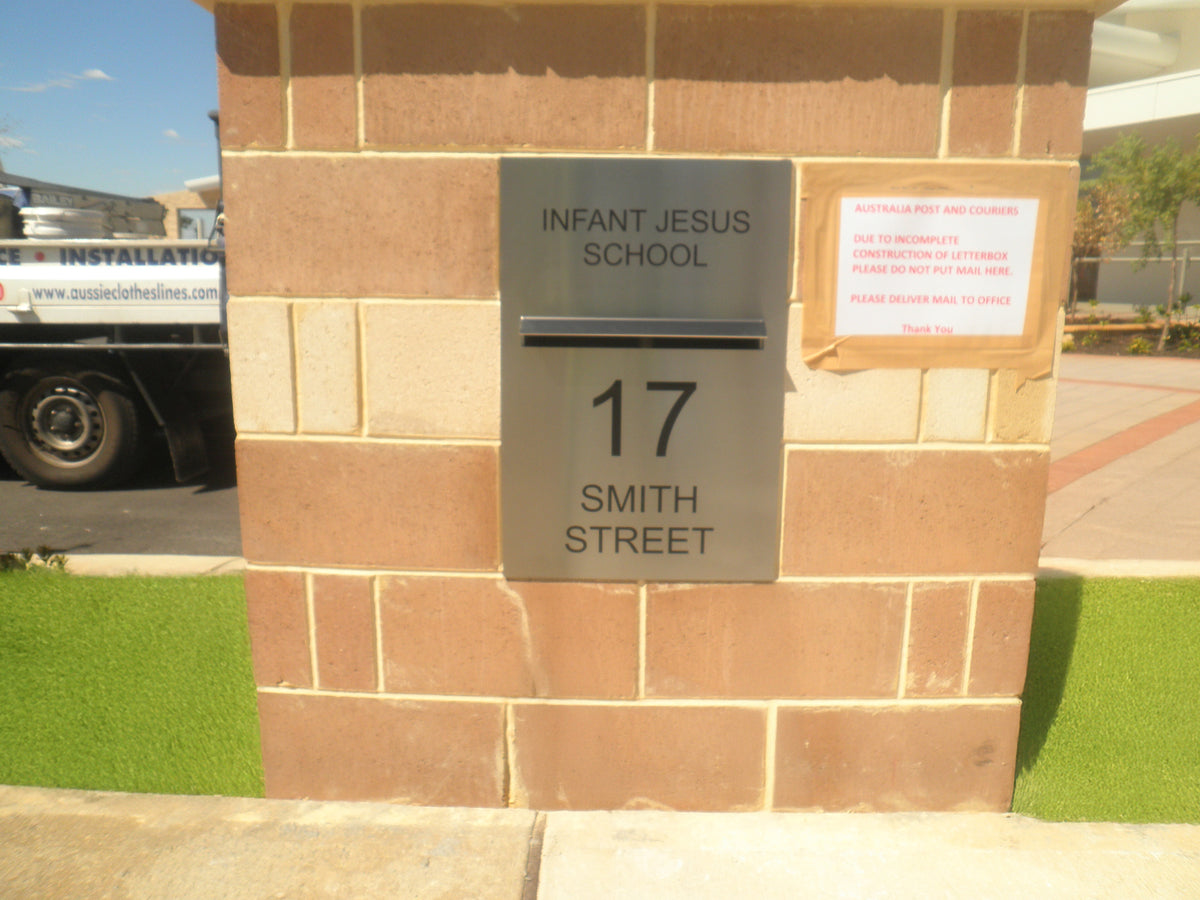 Marine Grade Brushed Stainless Steel Letterbox Faceplate 450 x 600mm (Laser Cut) - 340 Slot