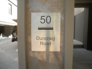 Marine Grade Brushed Stainless Steel Letterbox Faceplate 400 x 600 (Laser Etched) 240 Slot