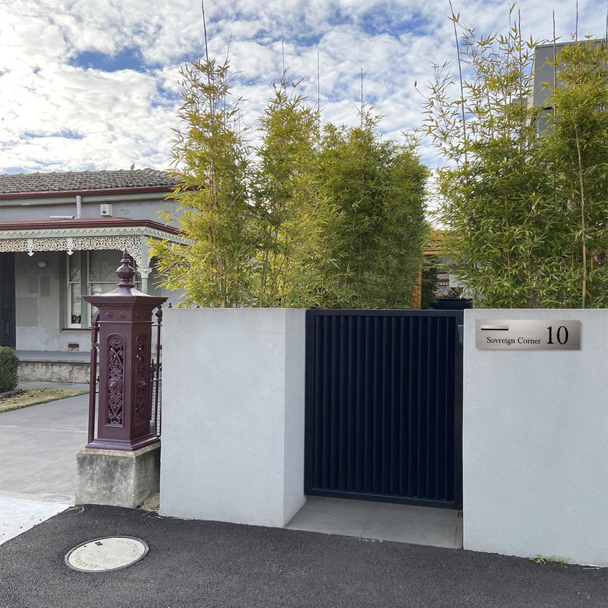 Marine Grade Brushed Stainless Steel Letterbox Faceplate 900 x 250mm (Laser Cut) - 240 Slot LHS