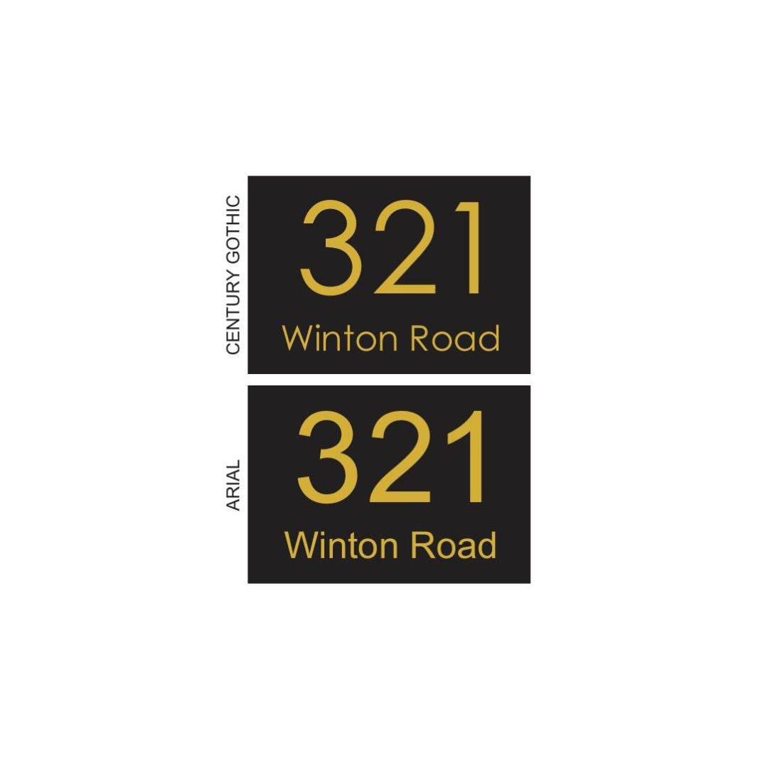 Black Traffolyte Address Sign with Vinyl Text – 200 x 140mm