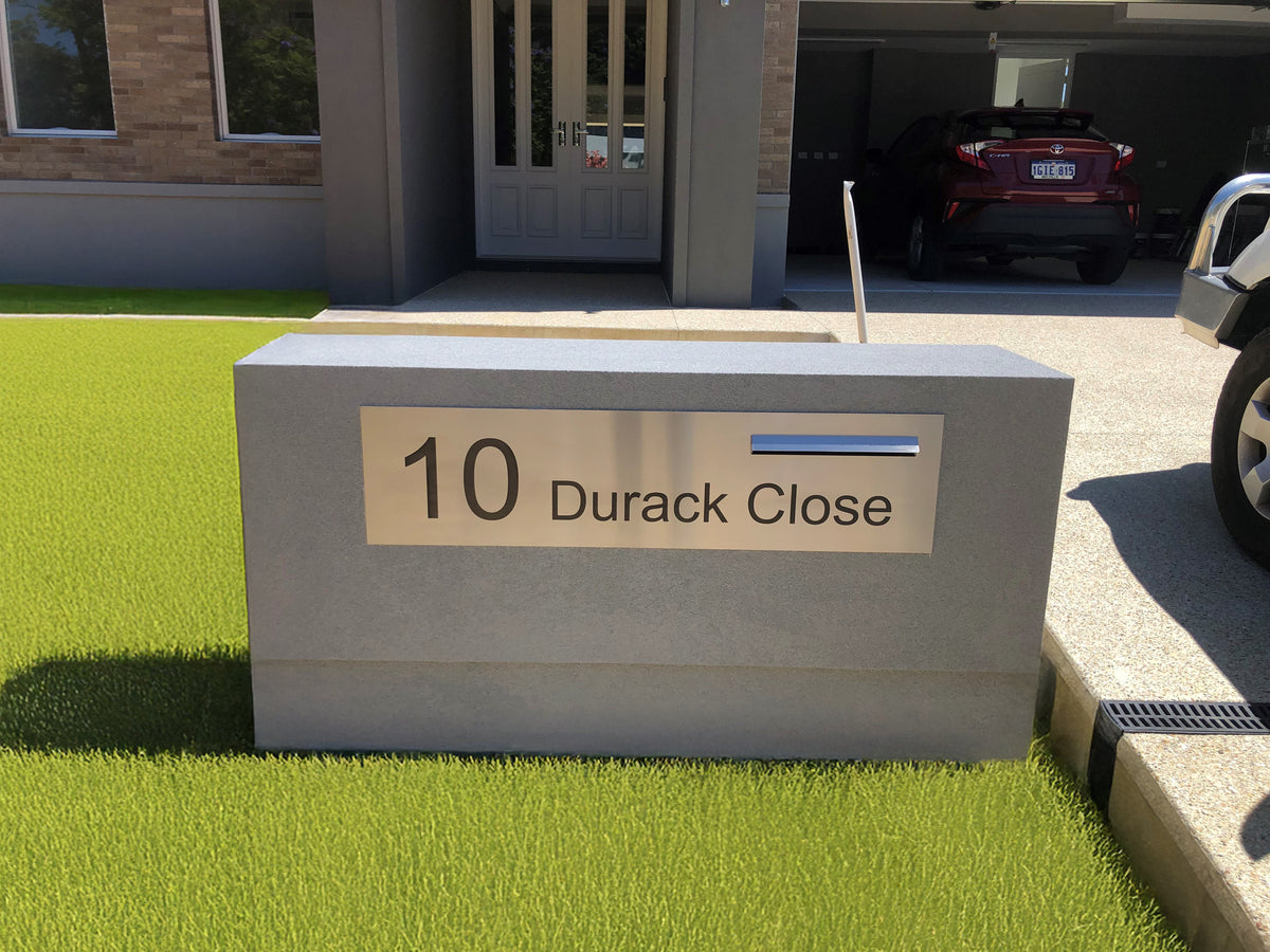 Marine Grade Brushed Stainless Steel Letterbox Faceplate 1200 x 300 (Laser Etched) - 340 Slot