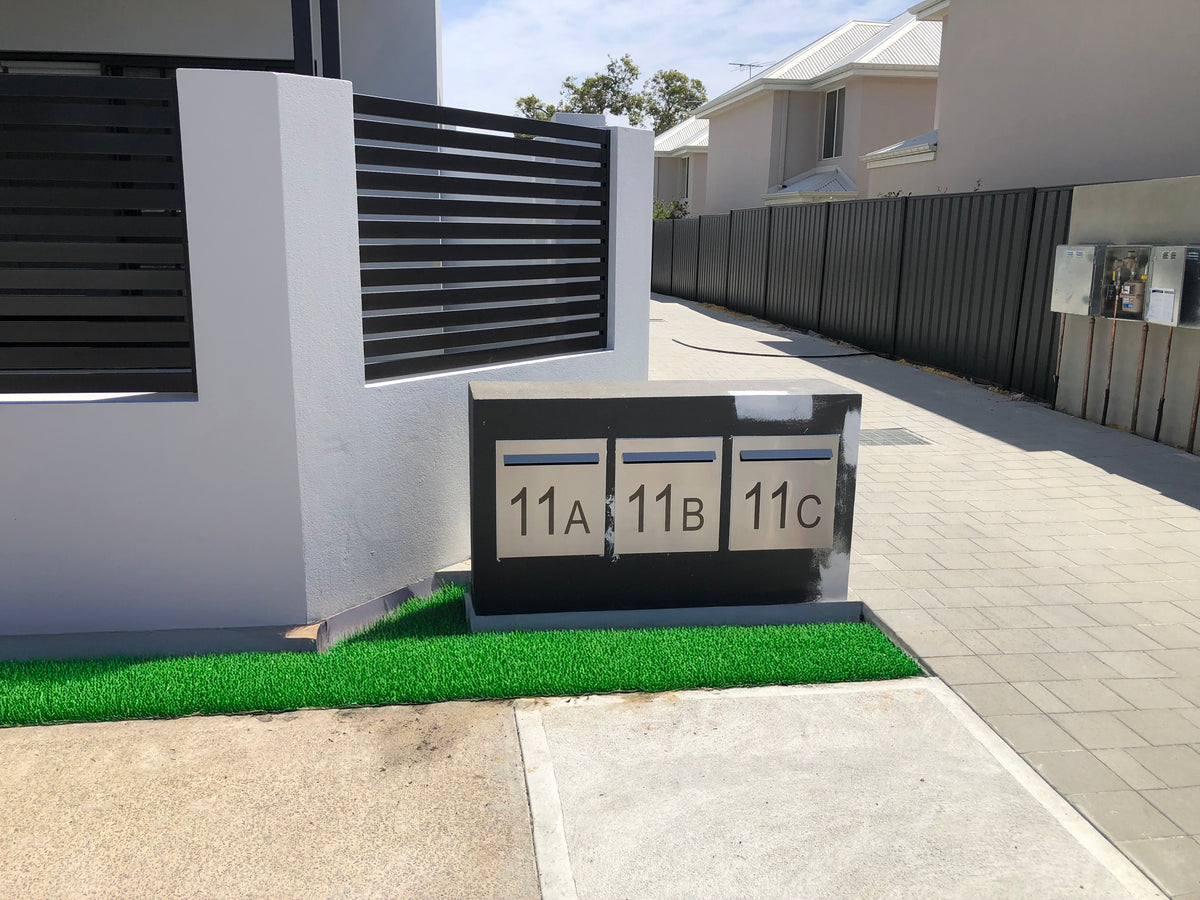 Marine Grade Brushed Stainless Steel Letterbox Faceplate 390 x 430mm (Laser Cut) - 340 Slot