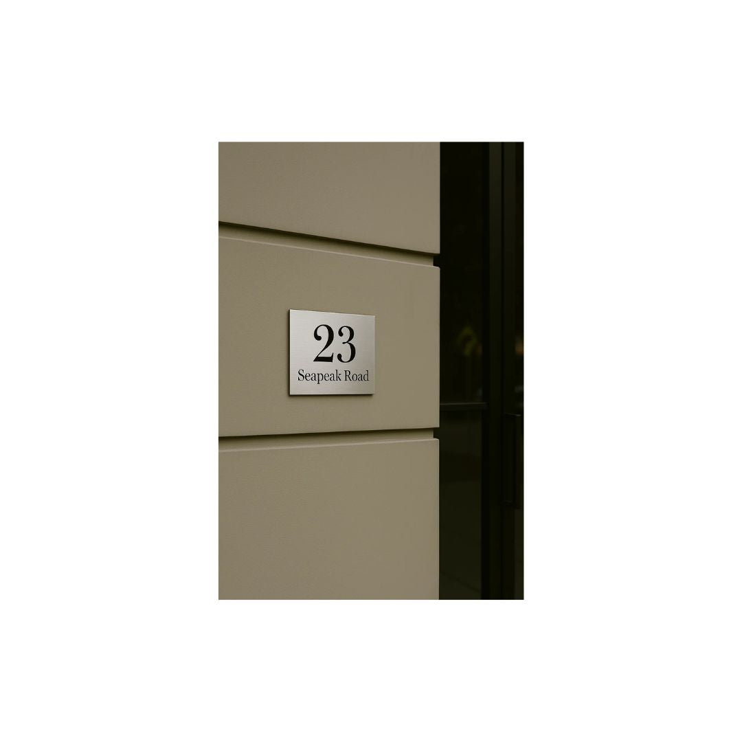 316 Marine Grade Brushed Stainless Steel Address Plate 200 x 140mm - Laser Cut