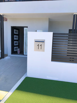 Marine Grade Brushed Stainless Steel Letterbox Faceplate 390 x 430mm (Laser Etched) - 340 Slot