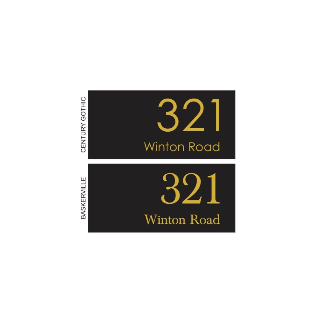 Black Powder Coated Aluminium Address Sign With Laser Cut Text - 300 x 140mm