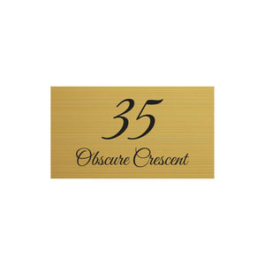 Gold Aluminium Address Sign with Vinyl Text - 390 x 220
