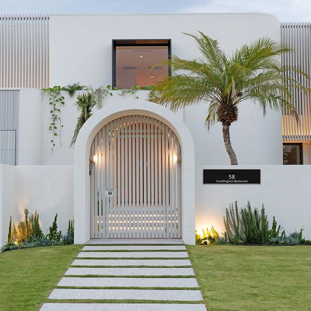 Black Powder-Coated Aluminium Letterbox Faceplate 1200 x 300 - 340 Central Slot