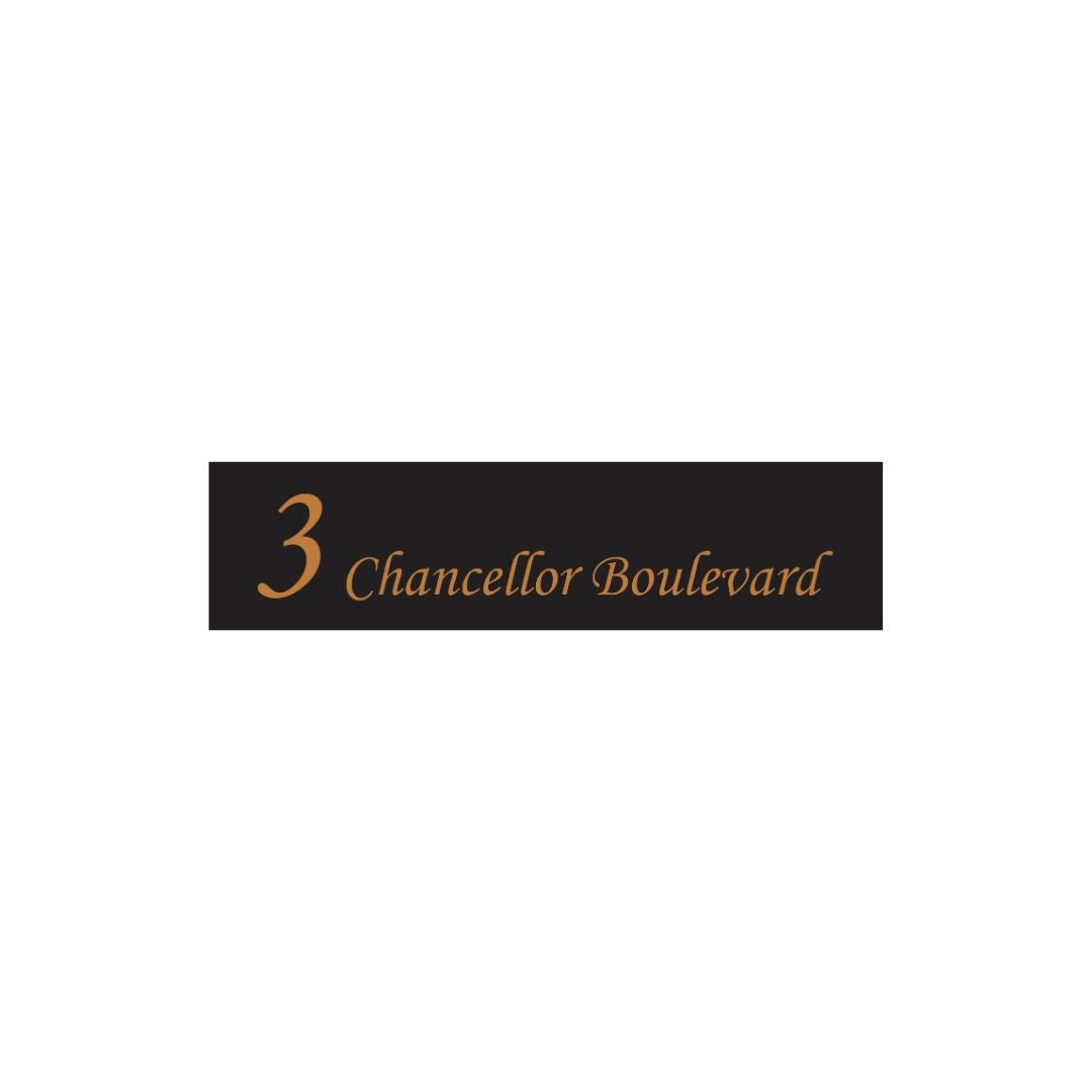 Black Traffolyte Address Sign with Vinyl Text 1200 x 300