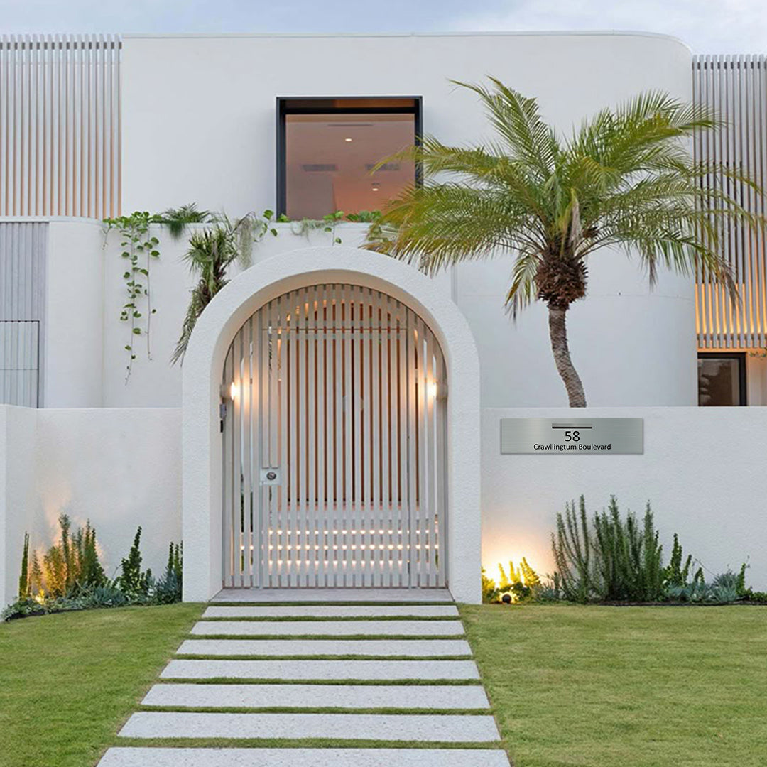 Shale Grey Powder-Coated Aluminium Letterbox Faceplate 1200 x 300 - 340 Central Slot