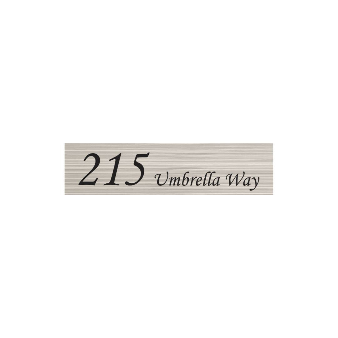 Silver Aluminum Address Sign with Vinyl Text 1200 x 300