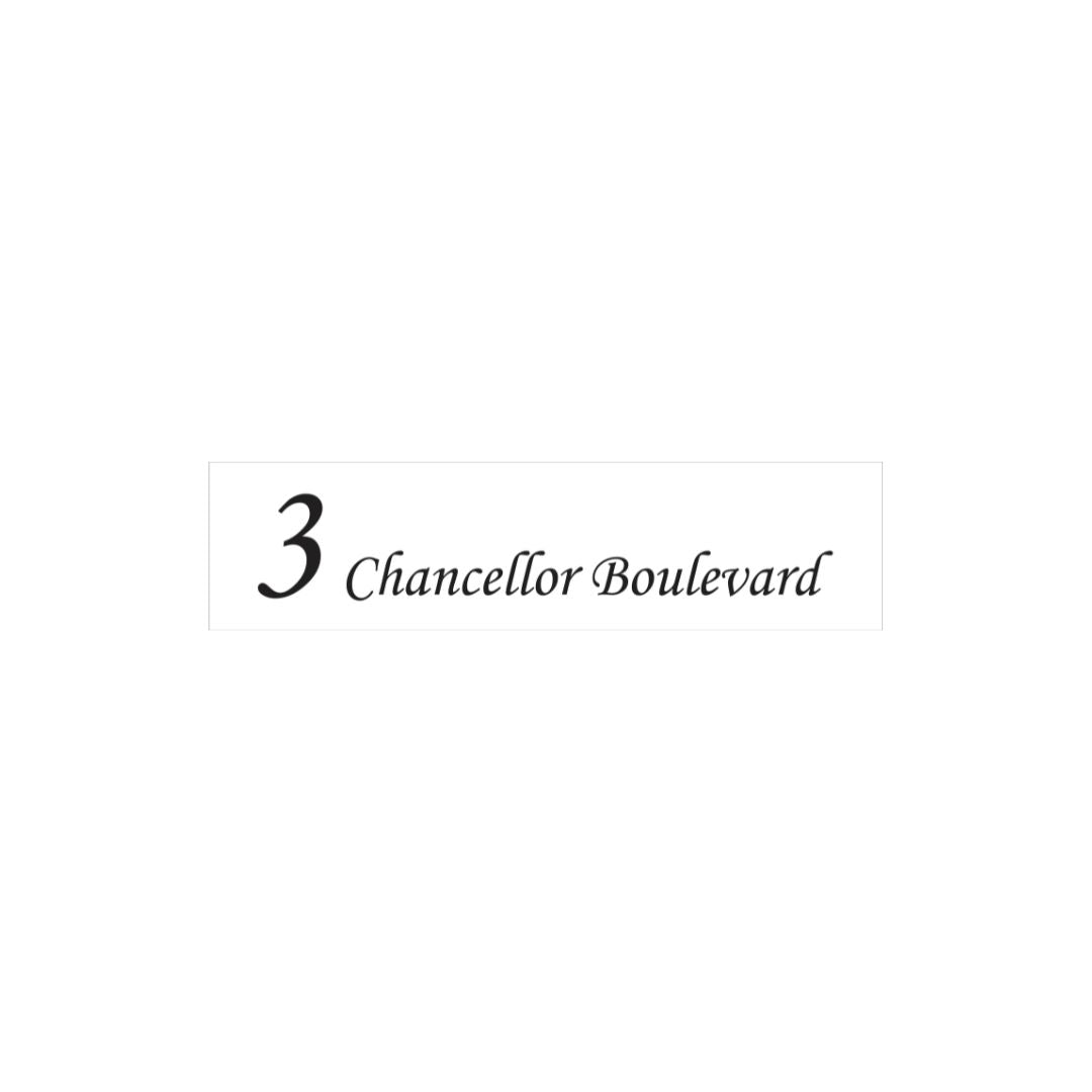 White Traffolyte Address Sign with Black Engraved Text 1200 x 300