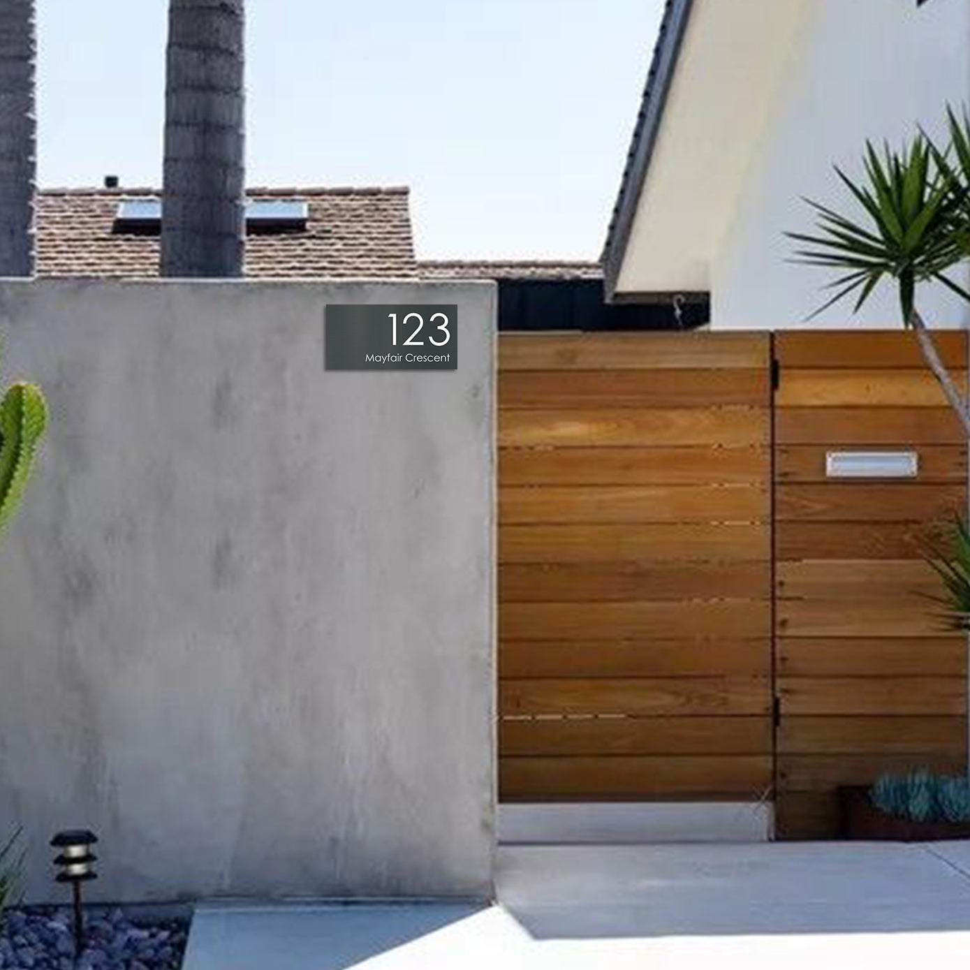 Basalt Powder Coated Aluminium Address Sign With Laser Cut Text 300 x 140mm