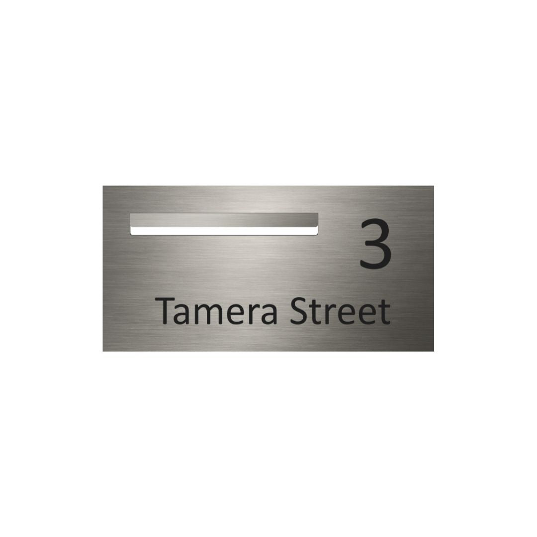 Marine Grade Brushed Stainless Steel Letterbox Faceplate 600 x 300 (Laser Etched) - 340 Slot LHS