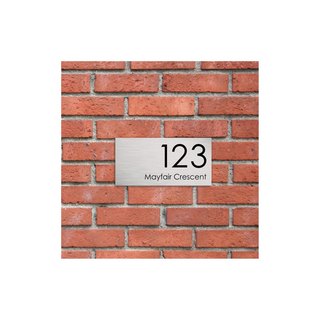 316 Marine Grade Brushed Stainless Steel Address Plate 300 x 140mm - Laser Etched