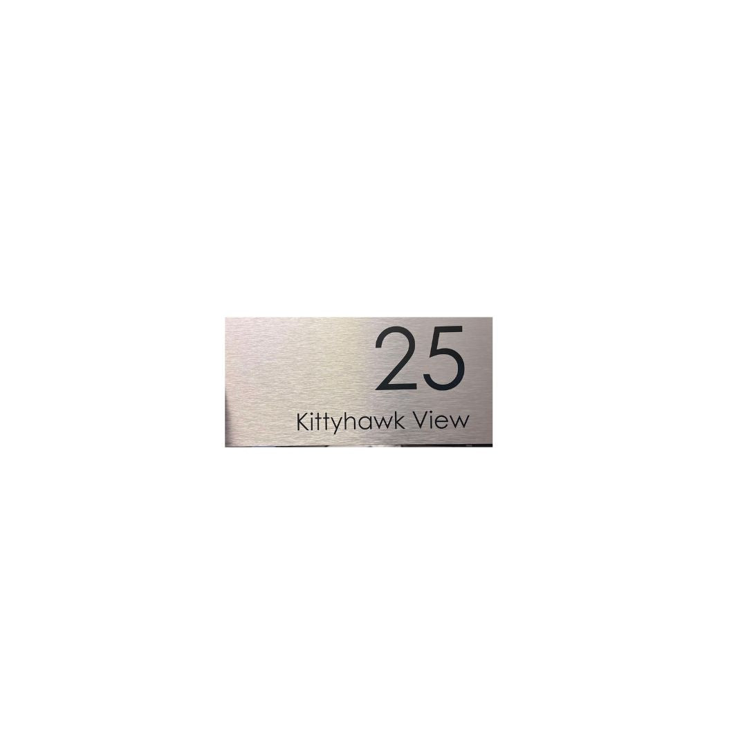 Silver Aluminum Address Sign with Vinyl Text - 300 x 140mm