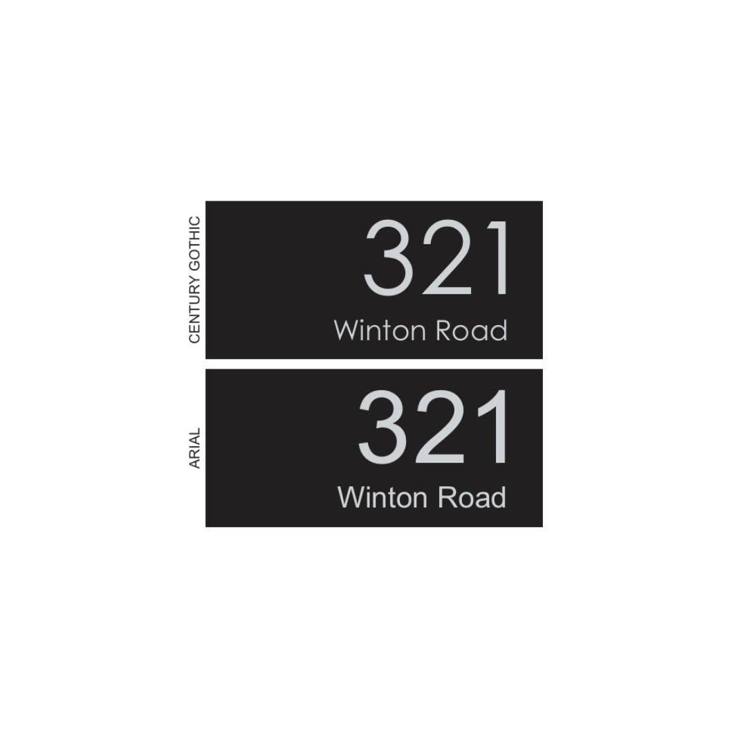 Black Traffolyte Address Sign with Vinyl Text – 300 x 140mm