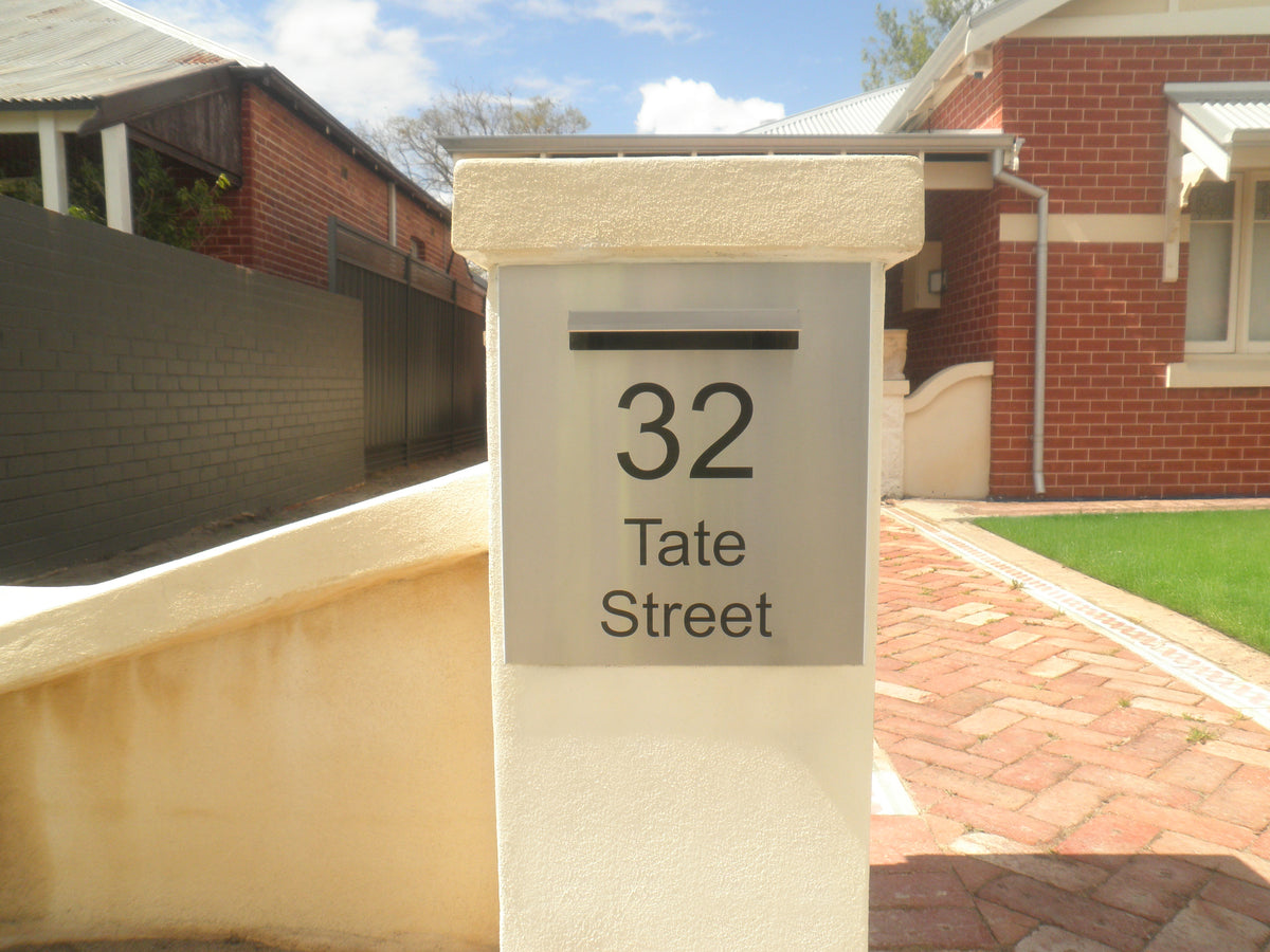 Marine Grade Brushed Stainless Steel Letterbox Faceplate 390 x 430 (Laser Etched) - 240 Slot