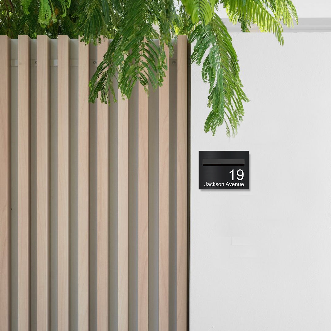 Black Powder-Coated Aluminium Letterbox Faceplate 290 x 220 with 240 Slot