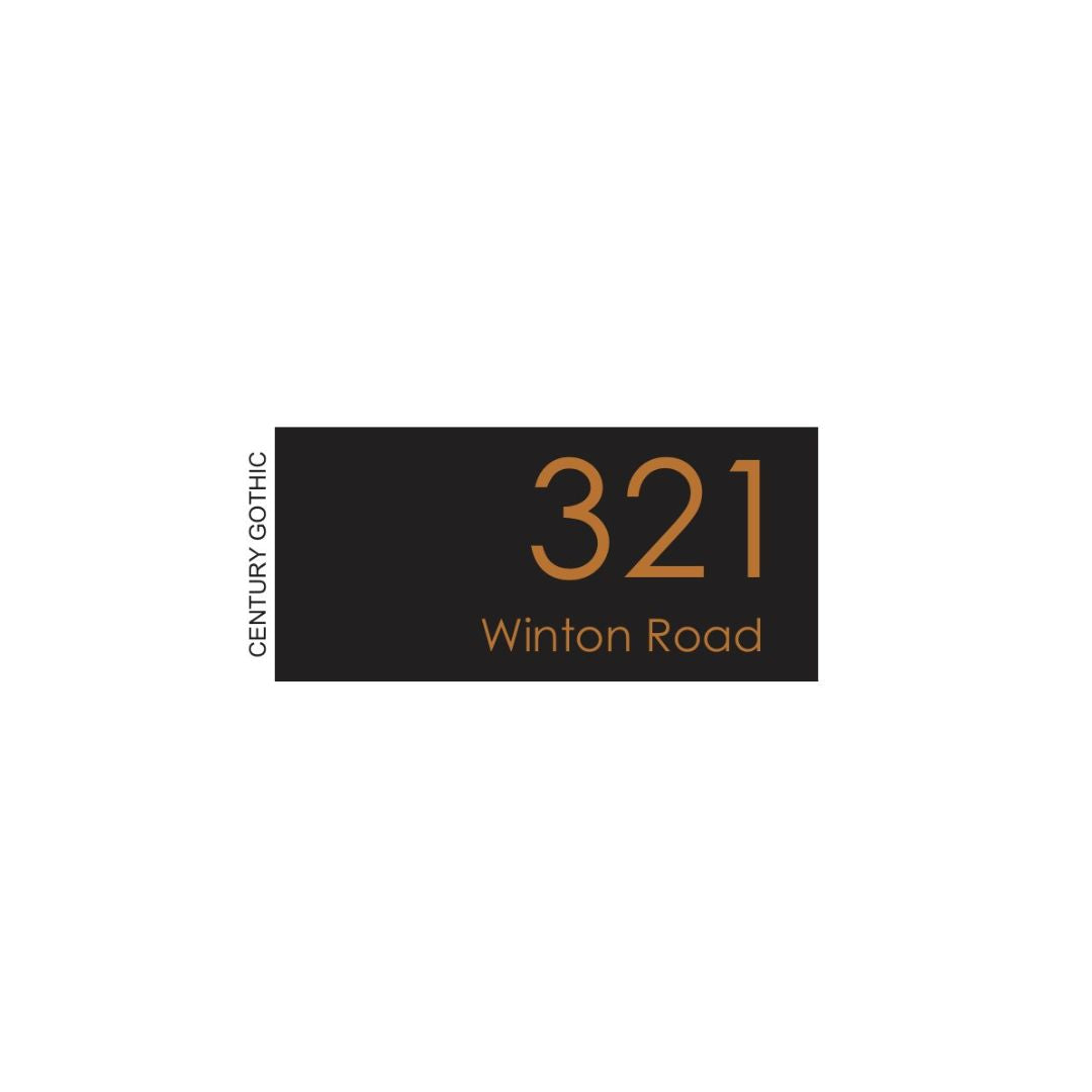 Black Traffolyte Address Sign with Vinyl Text – 300 x 140mm