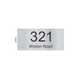 Silver Aluminum House Sign with Black Vinyl Text (300 x 140) - Text Centralized