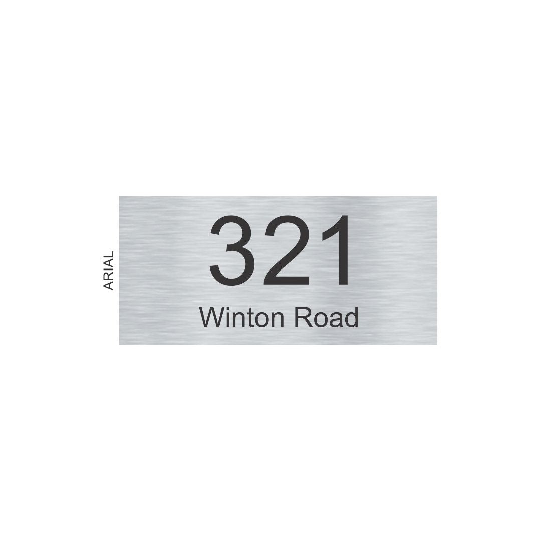 Silver Aluminum House Sign with Black Vinyl Text (300 x 140) - Text Centralized