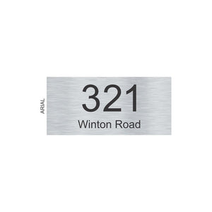 Silver Aluminum House Sign with Black Vinyl Text (300 x 140) - Text Centralized