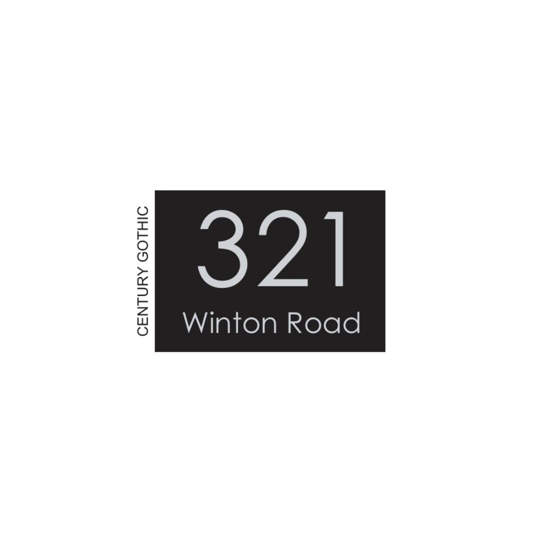Black Colorbond Steel Address Sign with Vinyl Text – 200 x 140mm