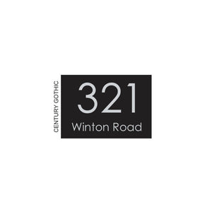 Black Colorbond Steel Address Sign with Vinyl Text – 200 x 140mm