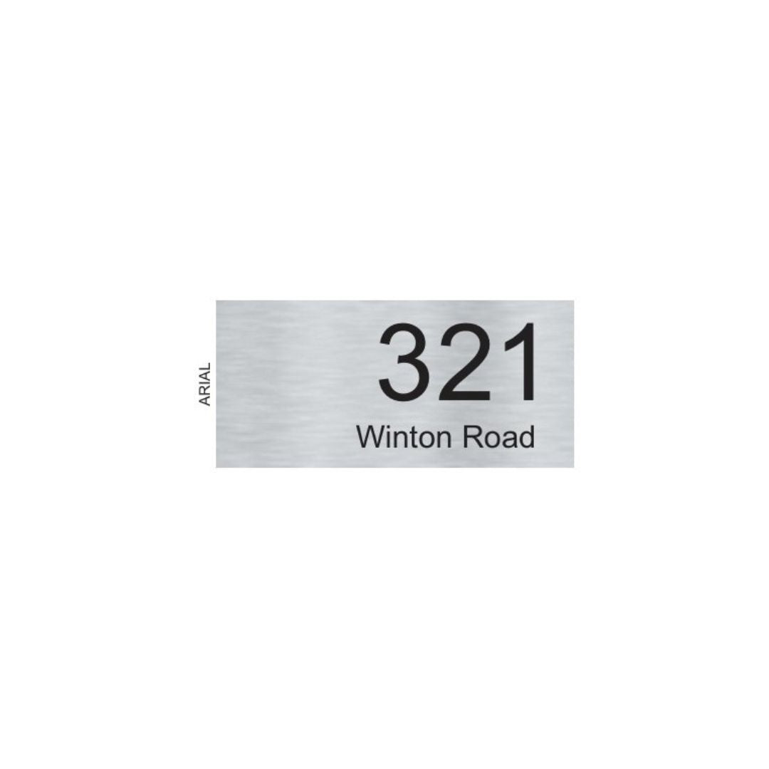 Silver Aluminum Address Sign with Vinyl Text - 300 x 140mm