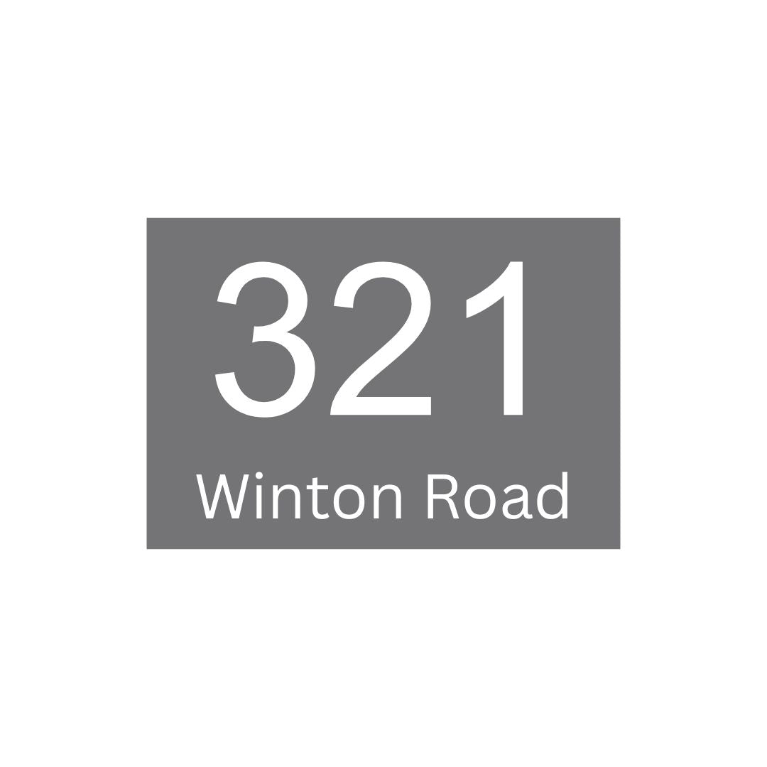 Basalt Powder-Coated Aluminium Address Sign with Laser Cut Text 200 x 140mm
