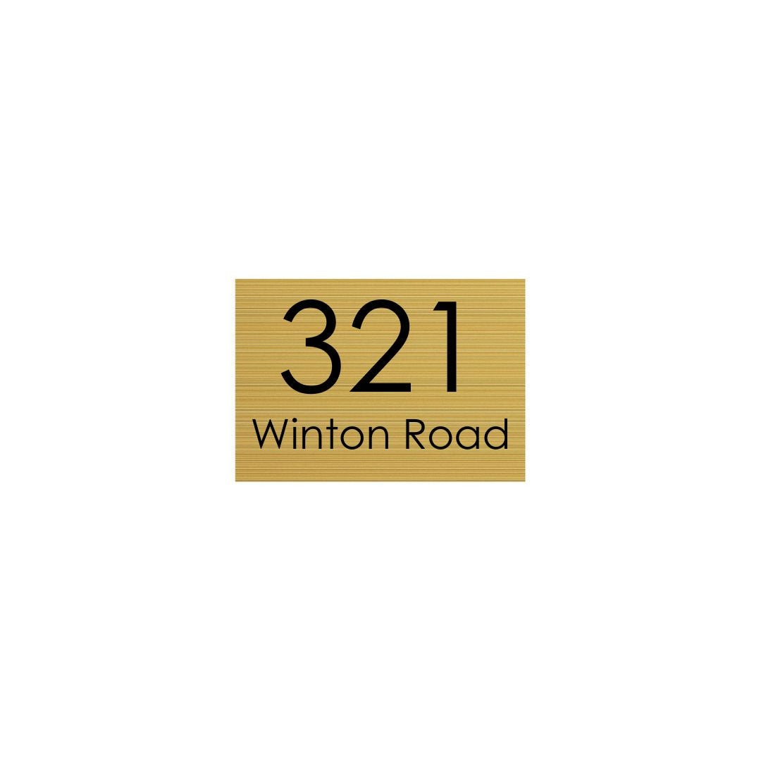 Gold Aluminium Address Sign with Vinyl Text 200 x 140