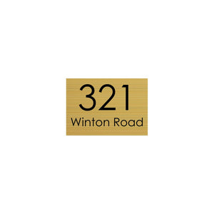 Gold Aluminium Address Sign with Vinyl Text 200 x 140