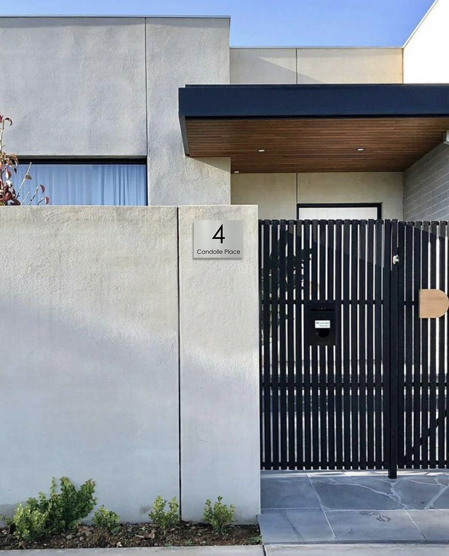 Shale Grey Powder-Coated Aluminium Address Sign with Laser Cut Text - 200 x 140mm