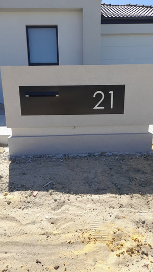Black Powder-Coated Aluminium Letterbox Faceplate 1200 x 300