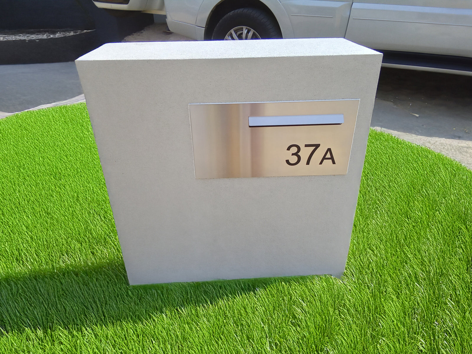 Marine Grade Brushed Stainless Steel Letterbox Faceplate 600 x 300 (Laser Etched) - 340 Slot