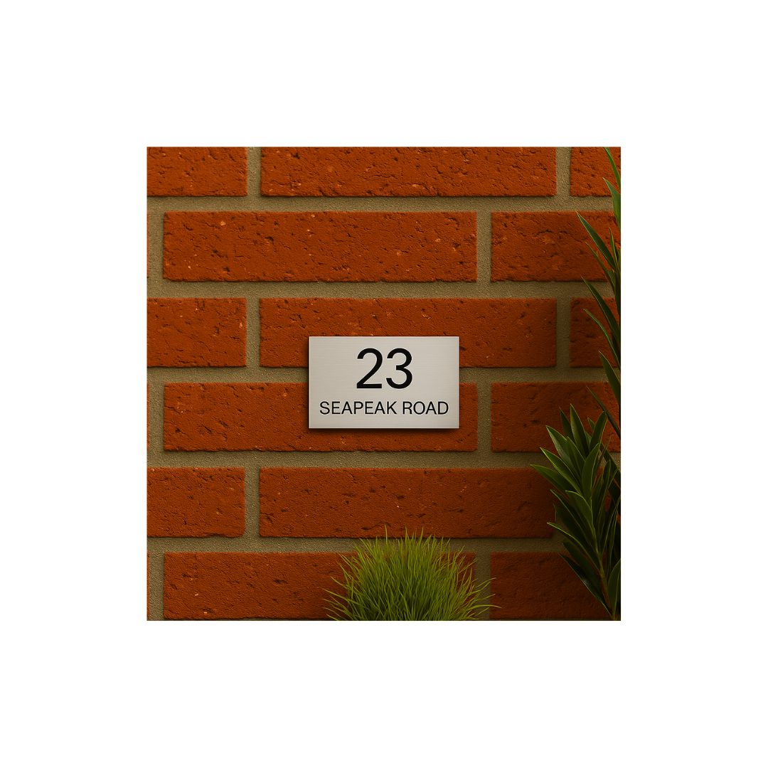 316 Marine Grade Brushed Stainless Steel Address Plate 200 x 140mm - Laser Cut