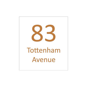 White Colorbond Steel Address Sign with Vinyl Text - 390 x 430mm