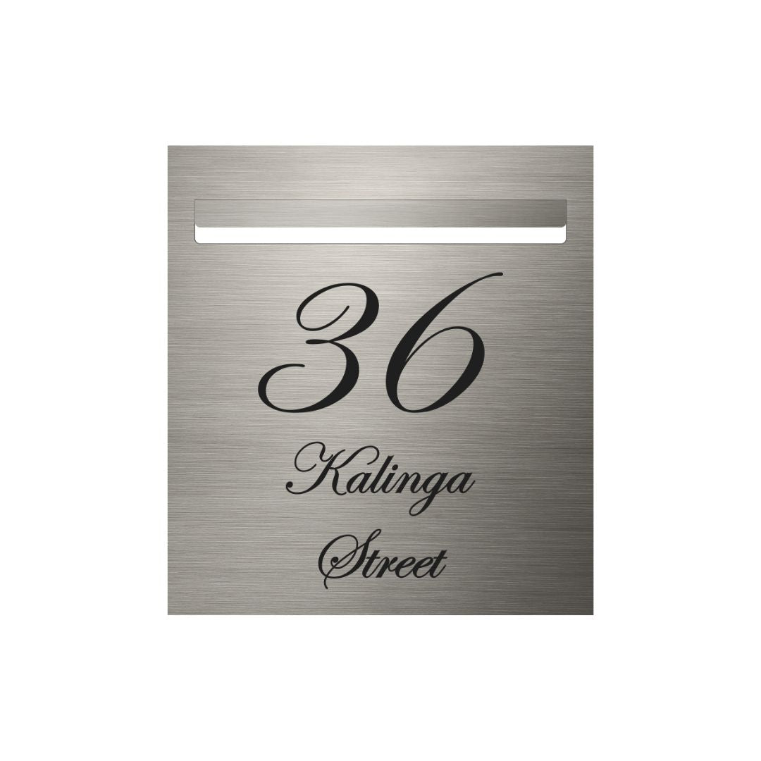 Marine Grade Brushed Stainless Steel Letterbox Faceplate 390 x 430mm (Laser Etched) - 340 Slot