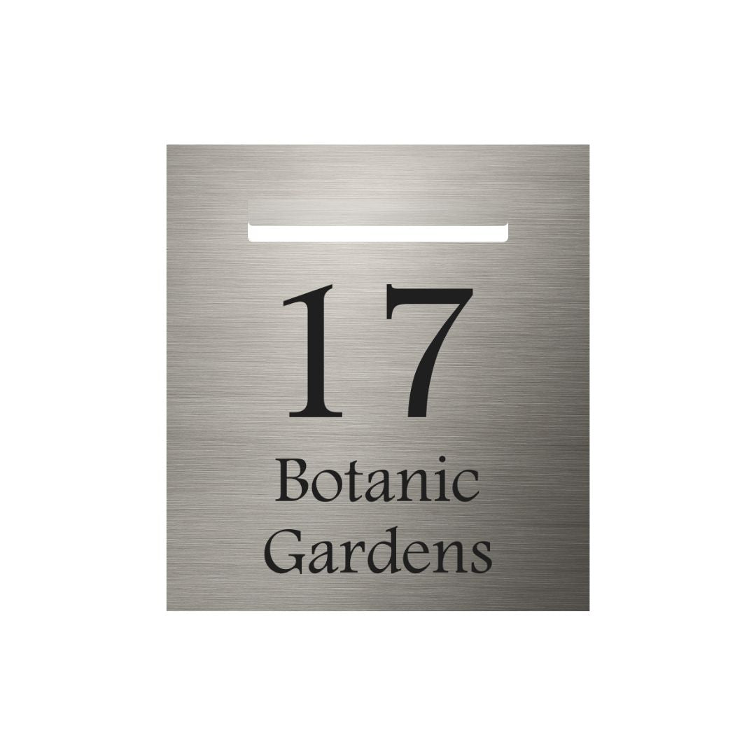 Marine Grade Brushed Stainless Steel Letterbox Faceplate 390 x 430 (Laser Etched) - 240 Slot