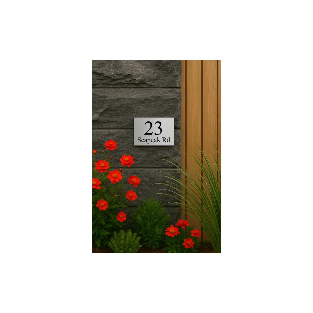 316 Marine Grade Brushed Stainless Steel Address Plate 200 x 140mm - Laser Cut
