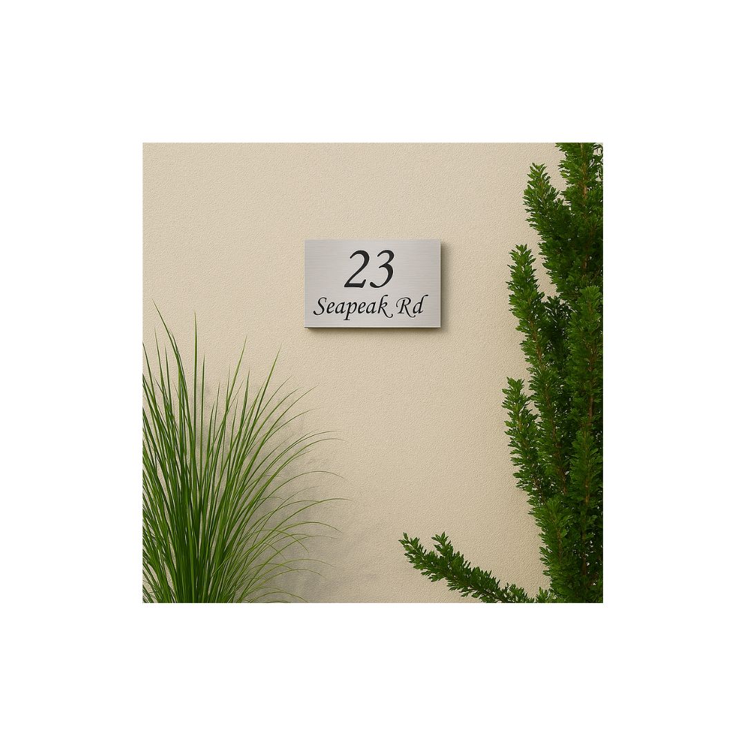 316 Marine Grade Brushed Stainless Steel Address Plate 200 x 140mm - Laser Cut