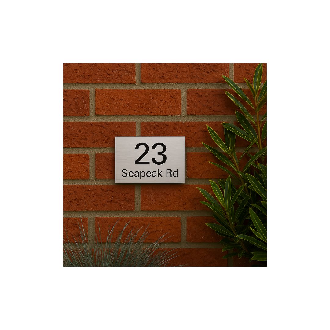 316 Marine Grade Brushed Stainless Steel Address Plate 200 x 140mm - Laser Cut