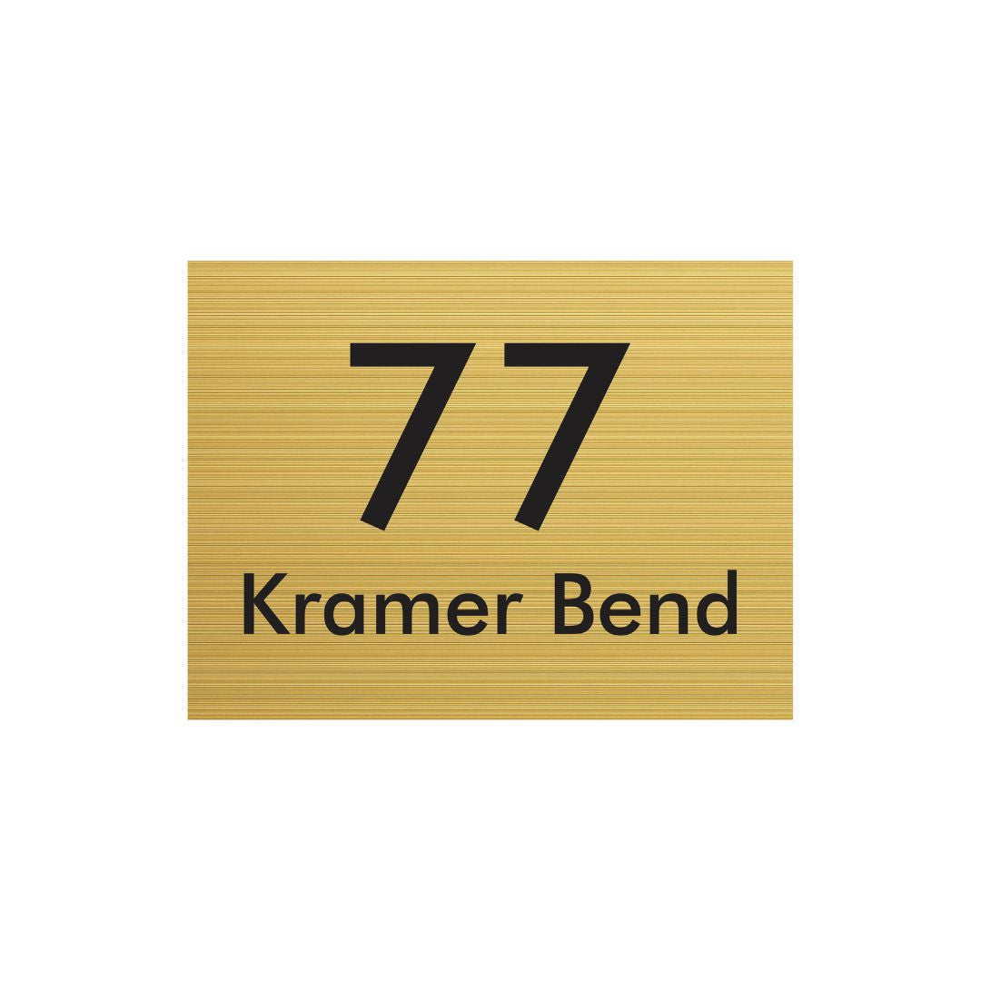 Gold Aluminium Address Sign with Vinyl Text - 290 x 220mm