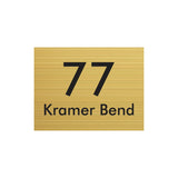Gold Aluminium Address Sign with Vinyl Text - 290 x 220