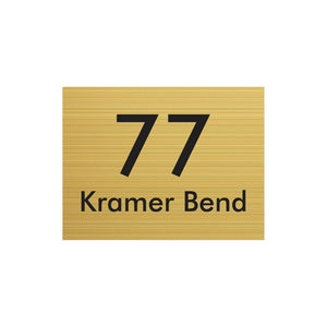Gold Aluminium Address Sign with Vinyl Text - 290 x 220