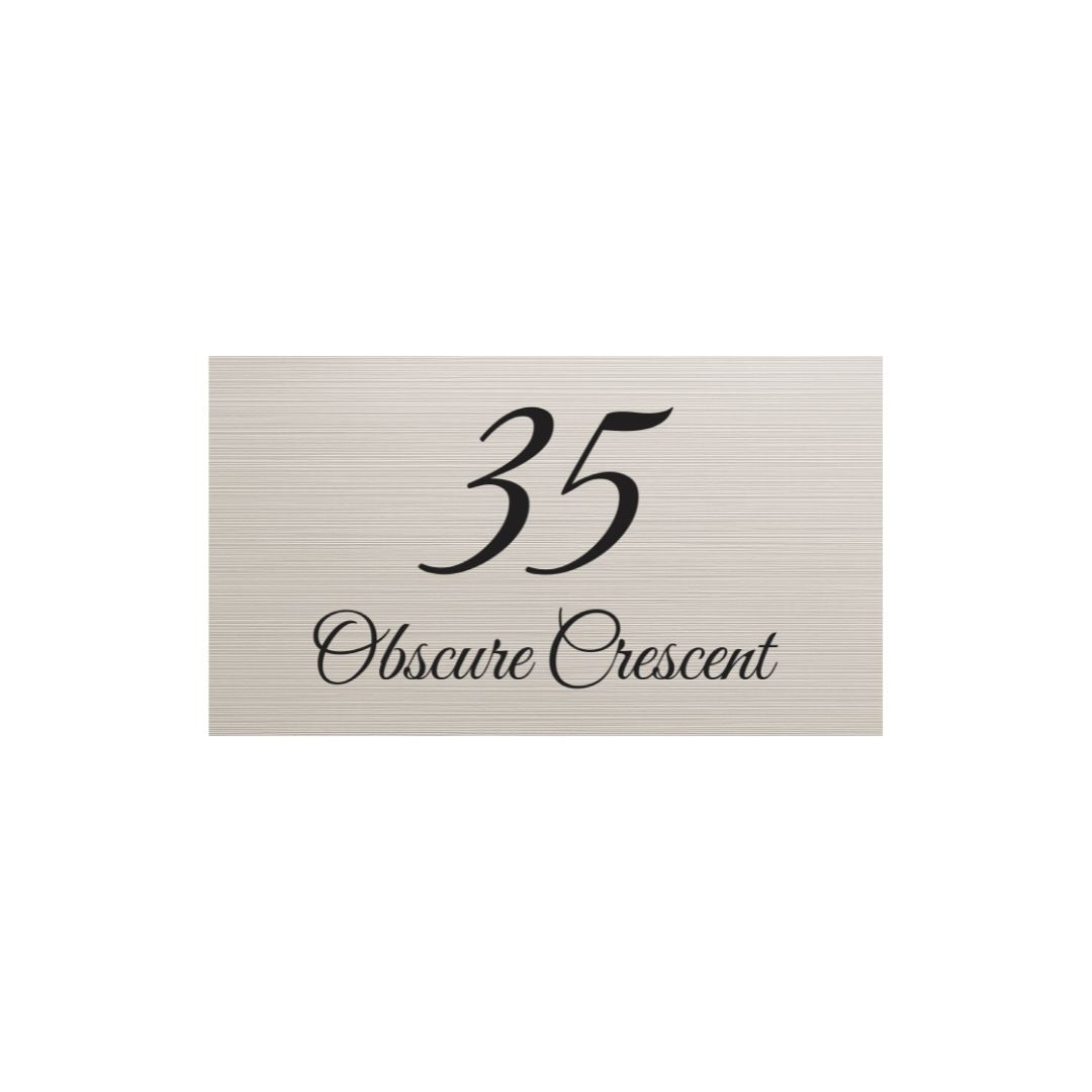 Silver Aluminium Adress Sign with Vinyl Text - 390 x 220