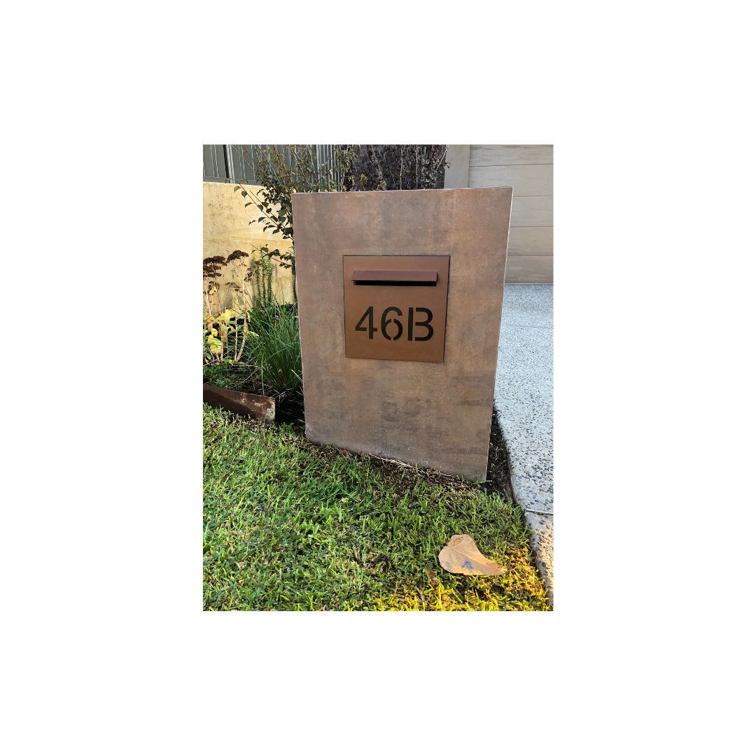 Corten Powder-Coated Aluminium Letterbox Faceplate 390 x 430 with 340 slot