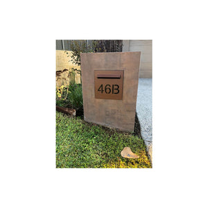 Corten Powder-Coated Aluminium Letterbox Faceplate 390 x 430 with 340 slot
