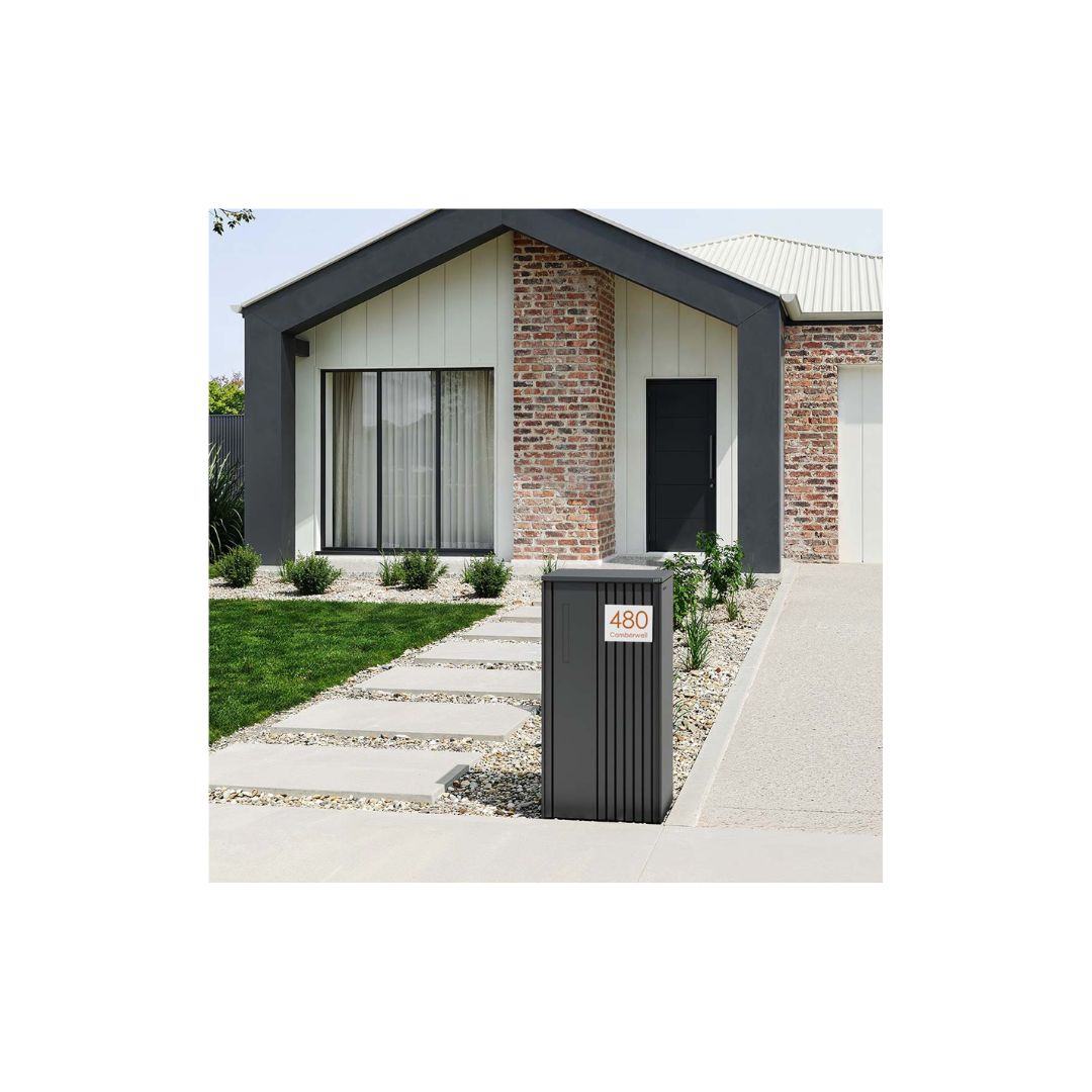 White Colorbond Steel Address Sign with Vinyl Text 200 x 140mm